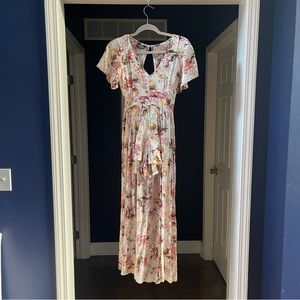 Angie Floral Romper with Attached Maxi Skirt